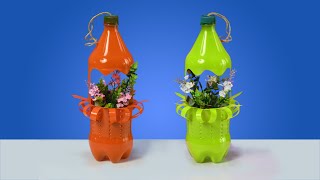 Hanging Flower Plant Pot From Recycled Plastic Bottle | DIY Hanging Planter Idea