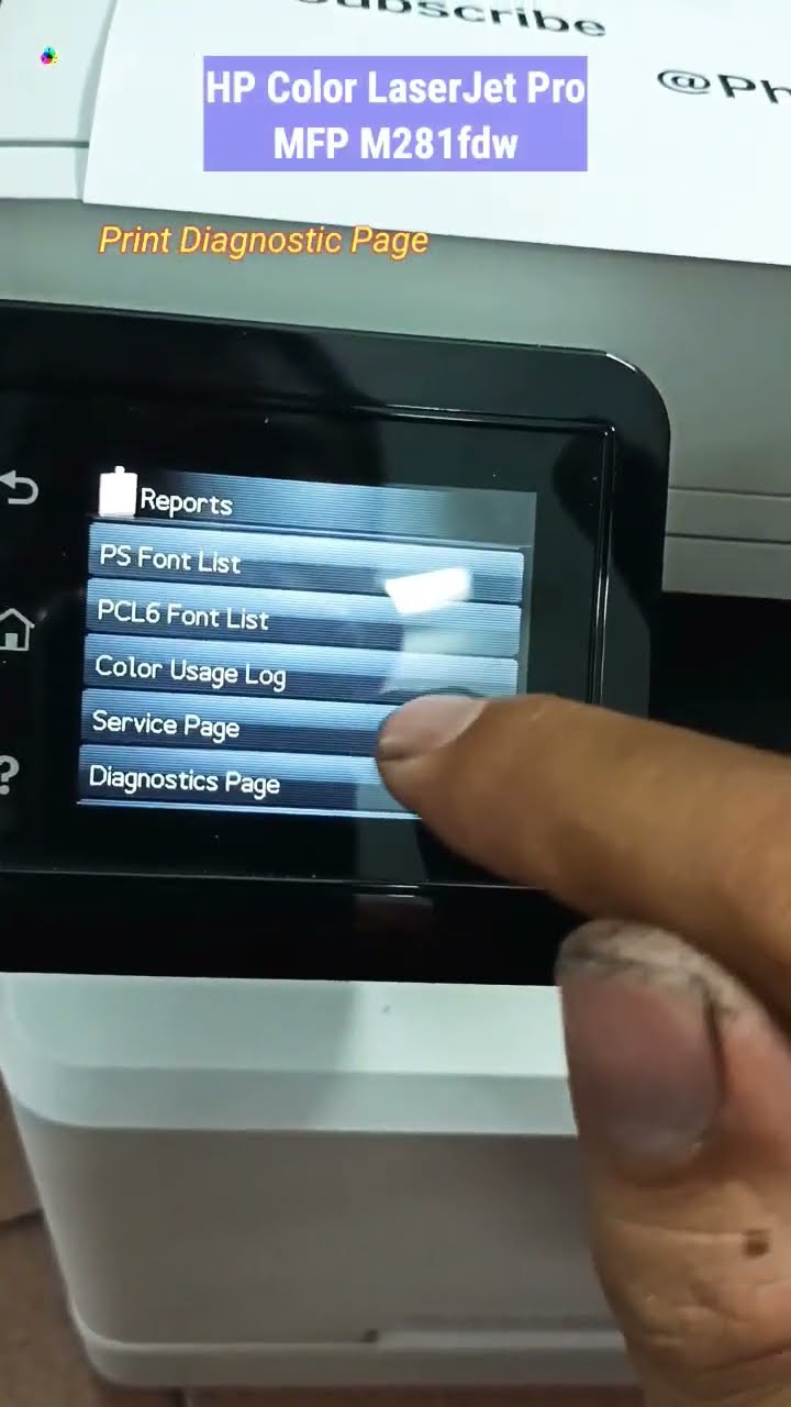 print diagnostic page - HP Color LaserJet M281fdw printer #shorts