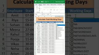 Day 25 | Excel NETWORKDAYS | Calculate Working Days Between Two Date | Excel Hindi Tutorial #shorts