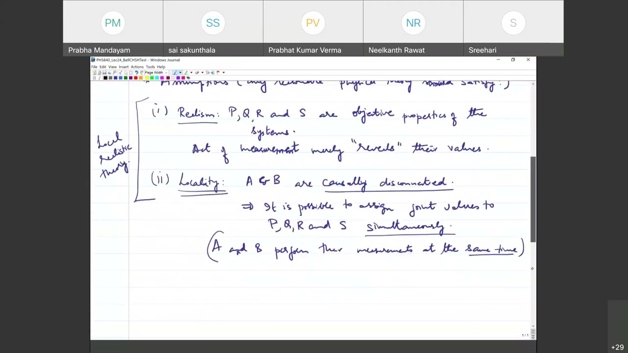Quantum Computation and Quantum Information: Lecture 24 (The Bell-CHSH inequality)