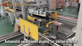 WIN-WIN PACK Automatic Adjustment Display for Vertical Carton Erector: Height, Width, and Feeder