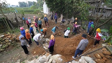 Người gỗ ( T 4 )| Cả bản đến giúp đào xây móng đá hộc kiên cố - Dùng cả phương pháp ép cọc tre