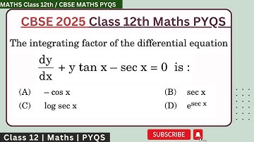 The integrating factor of the differential equation dy/dx+ ytan x -sec x=0 is #differentialequation