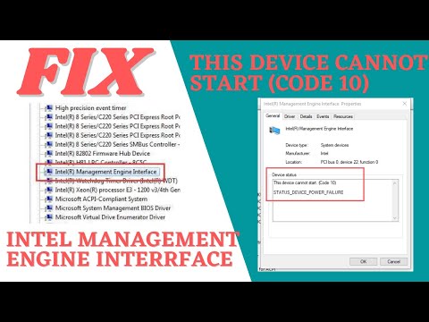 Fix Intel management engine interface (The device cannot start code 10)