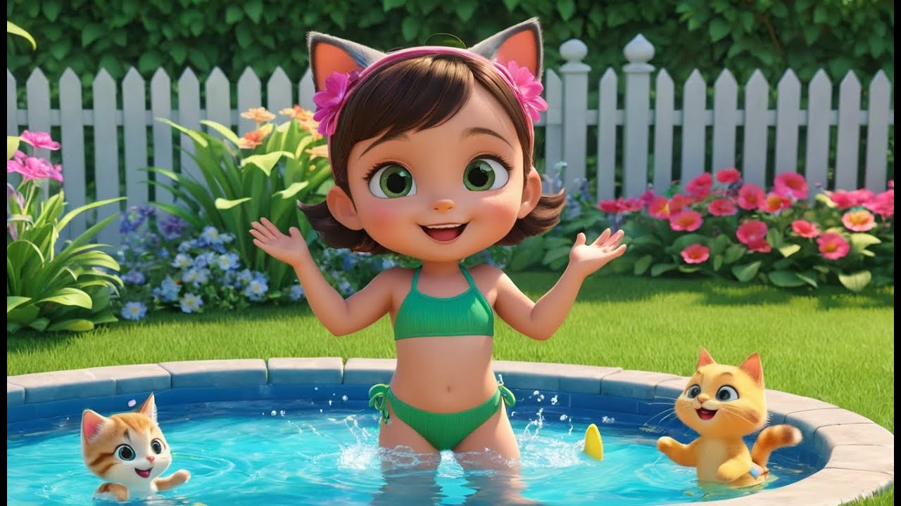 Six Little Kittens Jumping in the Pool | Fun Kitty Song for Kids | Poolside Playtime Rhyme