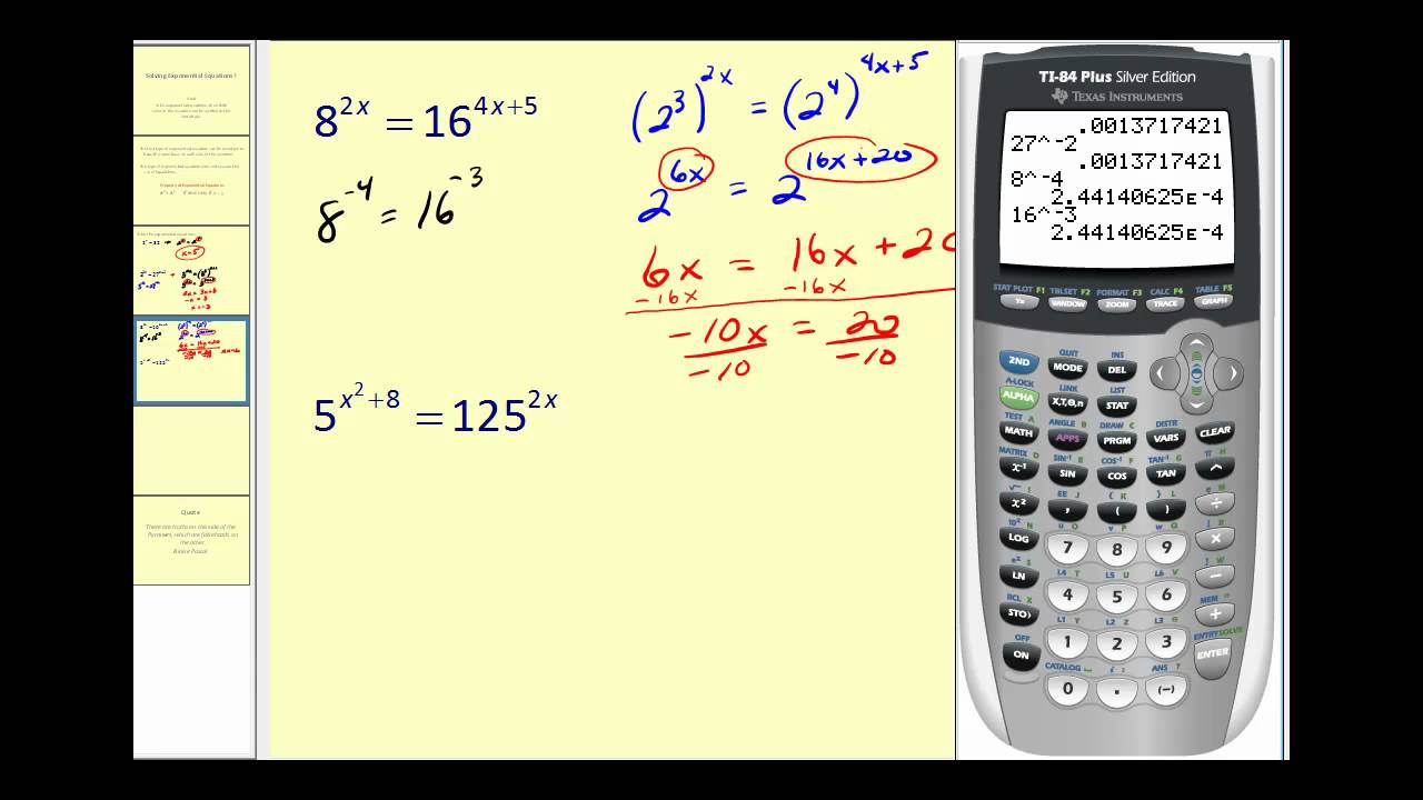 Solving Exponential Equations Part 1 Of 2 YouTube