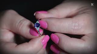 0.93 Carat Tanzanite and Moissanite Ring in White Gold By TJC