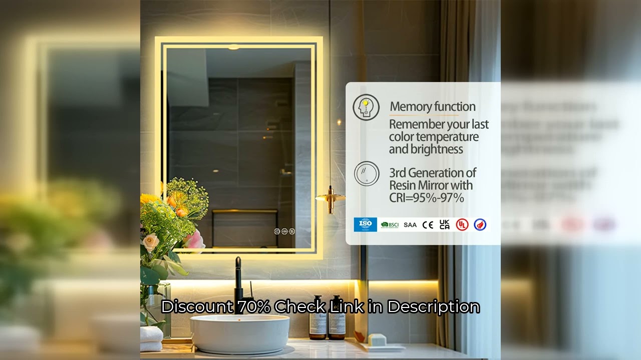 LUVODI 28x36 inch Illuminate Bathroom Mirror with Light Backlit Dimmable Defog Wall-mounted Bath Mir