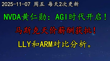 美股 NVDA黄仁勋：AGI时代开启！马斯克天价薪酬获批！TSLA欲建AI芯片工厂！LLY和ARM对比分析。BTC、ETH、黄金、AAPL、AMZN、MU、NFLX、AVGO、ASML、INTC