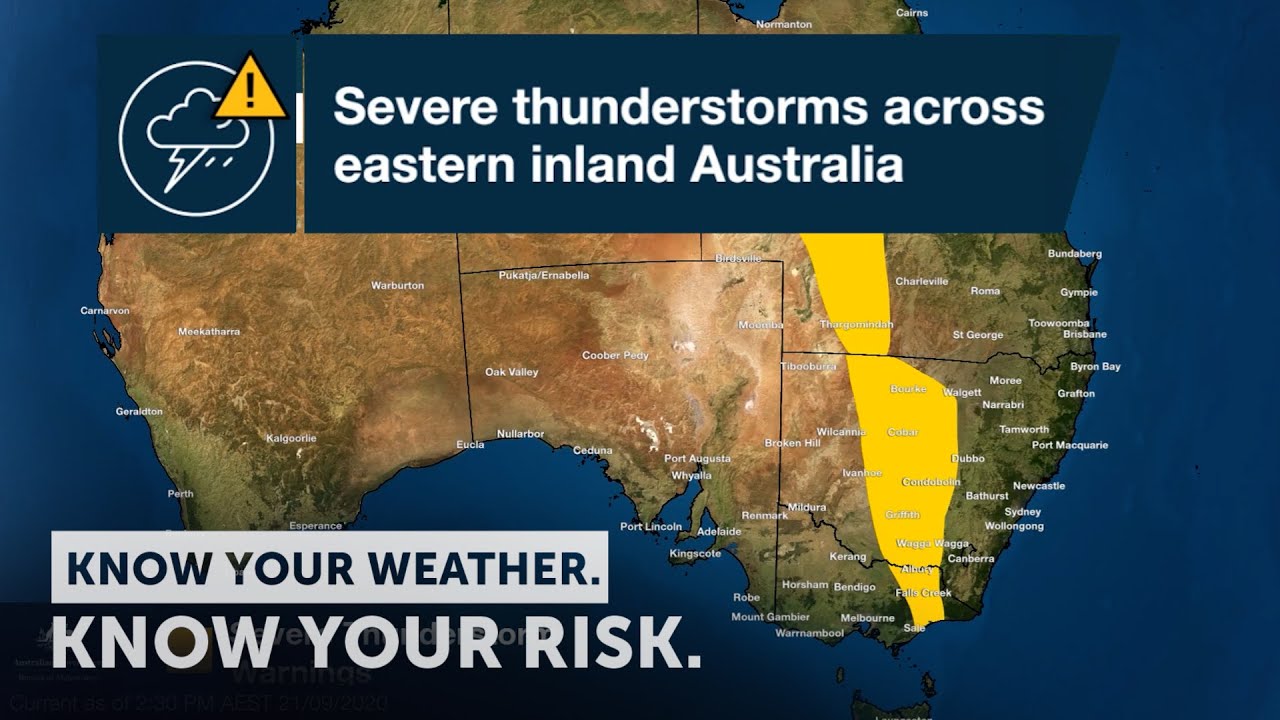 Severe Weather Update: severe thunderstorms eastern inland Australia, 21 Sept 2020