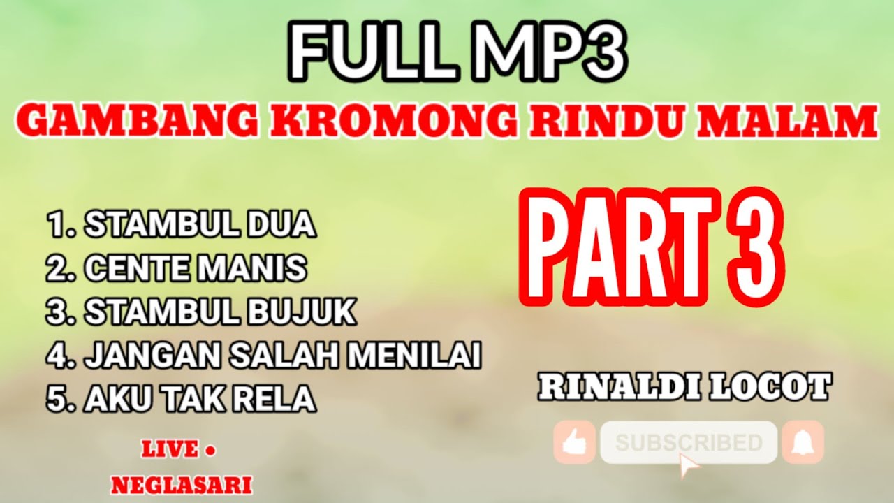 RINDU MALAM - GAMBANG KROMONG MODERN. FULL MP3 NONSTOP!!! || NEGLASARI