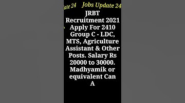 JRBT Recruitment 2021 for 2410 Group C - LDC, MTS, Agriculture Assistant & Other Posts. #short