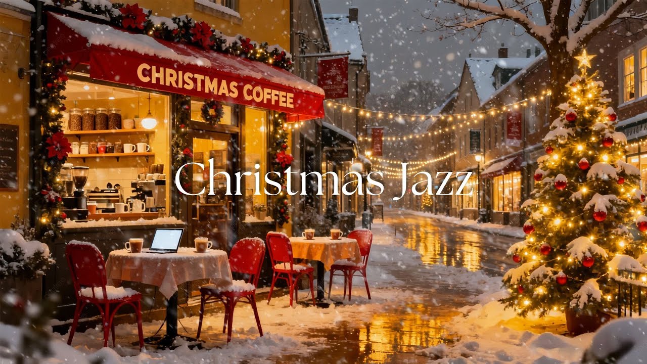 Christmas Café on a Snowy Street – Smooth Holiday Jazz & Quiet Winter Jazz for Relaxation