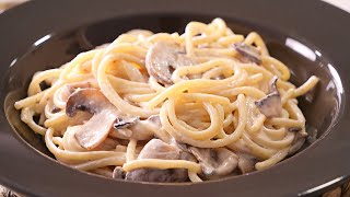 Pasta con Crema de Champiñones muy fácil, rápida y deliciosa