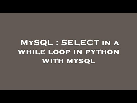 MySQL : SELECT in a while loop in python with mysql