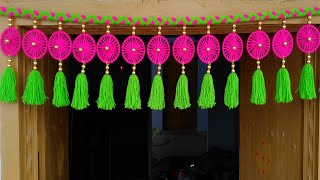 Easy Woolen Door Hanging Toran !! DIY Woolen Toran Making !! Door Hanging Woolen Craft idea