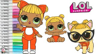 LOL Surprise Dolls Coloring Book Page Baby Family Baby Cat LIL Sister and Baby Dog