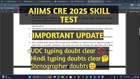 AIIMS CRE 2025 SKILL TEST UPDATE 