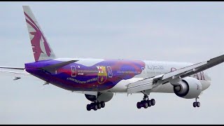 A welcomed first daylight arrival from this qatar airways boeing
777-3dz(er) painted in the special "fc barcelona" theme. a7-bae has
been eluding melbourne f...