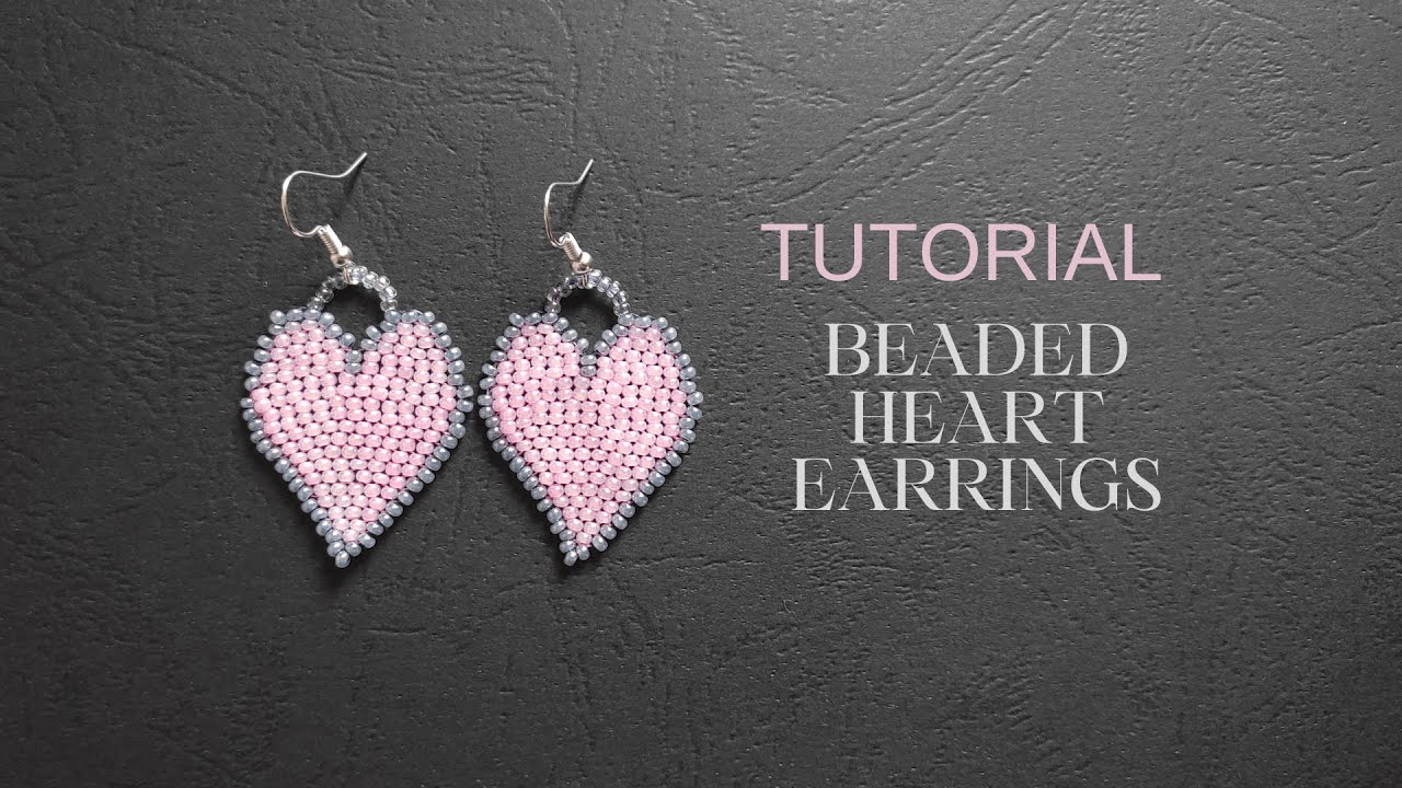 How to Make Beaded Heart Earrings, Seed Bead Earrings Tutorial for ...