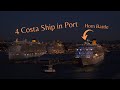 Four Costa Cruise ship in Port! Horn battle.