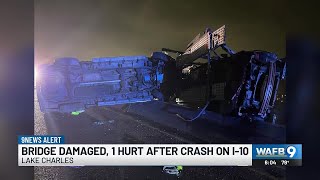 I-10 bridge in Lake Charles area damaged during major overnight crash