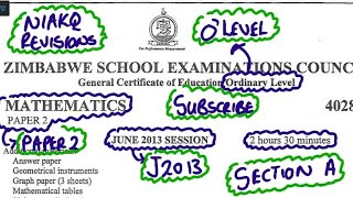 J2013 O LEVEL MATHS P2 SECTION A (ZIMSEC)