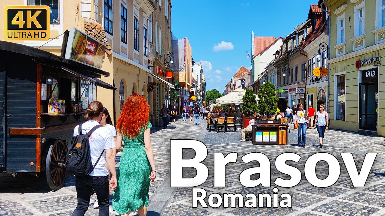 4K Walking Tour of Brașov, Romania — Summer Walk in the City Centre