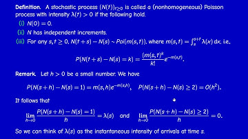 Math414 - Stochastic processes - Section 3.2 - Non homogeneous Poisson processes