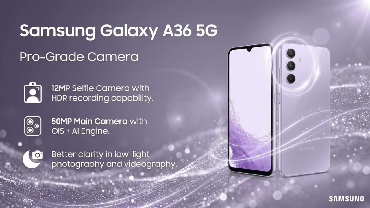 Samsung Galaxy A36 5G (Awesome Lavender, 8GB, 128GB) - YouTube