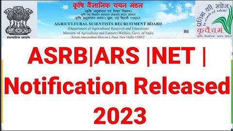 ASRB|ARS |NET |Notification Released 2023 | @mdsolutioneducation9969 #asrbnet#net #netnotification