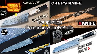 Compilation of my Damascus chef's knives! 100 minutes of Brut forging