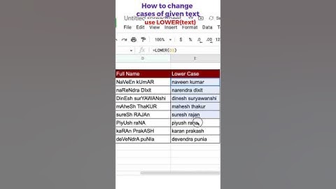 How to change cases of given text google spreadsheets #shorts #excel #googlesheets #spreadsheet