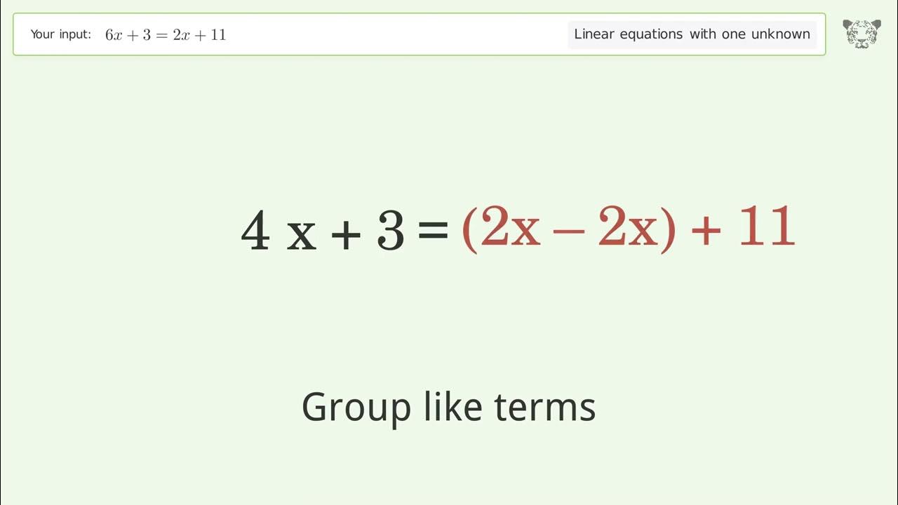 linear-equation-with-one-unknown-solve-6x-3-2x-11-step-by-step