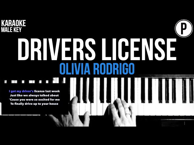 Olivia Rodrigo - drivers license Karaoke MALE KEY Slowed Acoustic Piano Instrumental Cover Lyrics