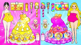 [🐾paper Diy🐾] Rich Vs Poor Pregnant Mother Makeup & Dress Up Contest | Rapunzel Compilation 놀이 종이