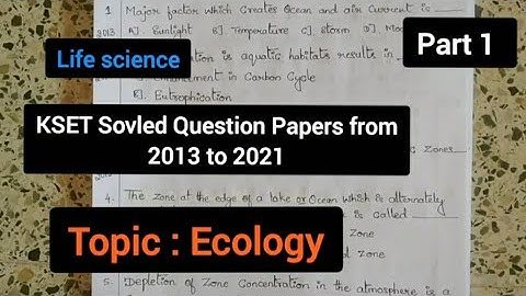 KSET Life Science Solved question paper from 2013 to 2021/ Ecology / part - 1