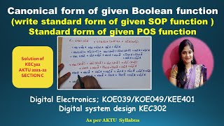 unit 1 L7.4 | Canonical Form | standard form in digital system design