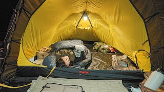 Experience Winter in a Bivouac Campsite in the Woods | Pane, Chicken Skewers, Kimchi Fish Cake Udon