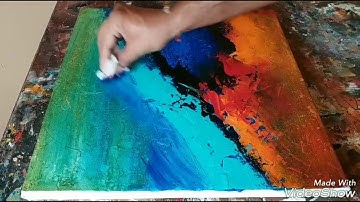 How to texture canvas with gesso # EASY Acrylic abstract painting # Demonstration # 01/02/2017