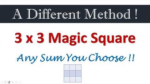 3x3 Magic Square. A different Method !! Choose your SUM !!