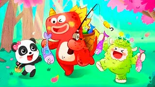 Little Panda's Monster Friends - Play with your Monster Friends! Fishing, baking, food sharing. screenshot 2
