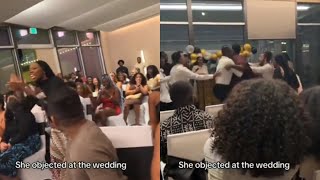 Chaos erupts at a Nigerian wedding abroad as woman walks in and objects during couple's vows (video)