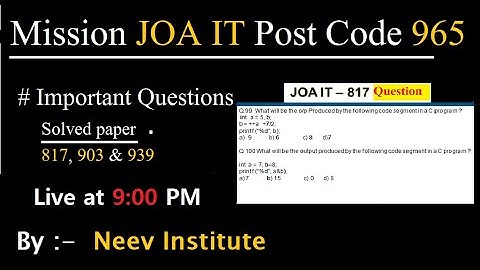 JOA IT Post Code 965   || Solved Previous paper || JOA IT Important Questions  || #joait965