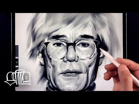 Drawing Process 10 - Face Study of Andy Warhol. - YouTube