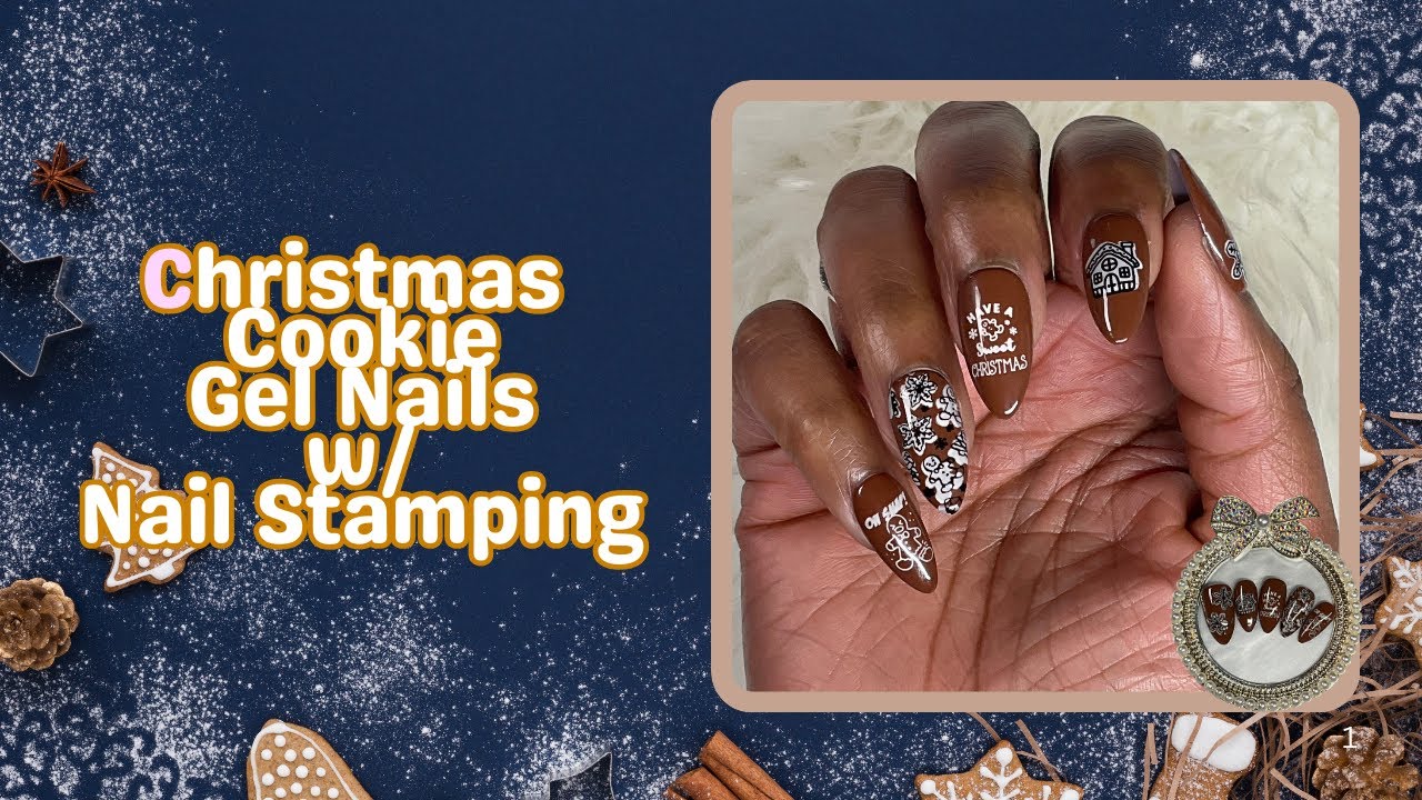 Christmas Cookie Nails - Gel Edition with Nail Stamping - YouTube