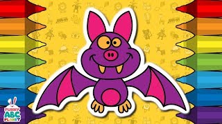 How to Draw a Bat | Drawing, Coloring Pages and Animation | Step by Step | for Kids