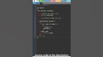 c program to find perfect numbers in a given range #short