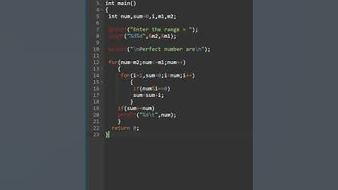 c program to find perfect numbers in a given range #short