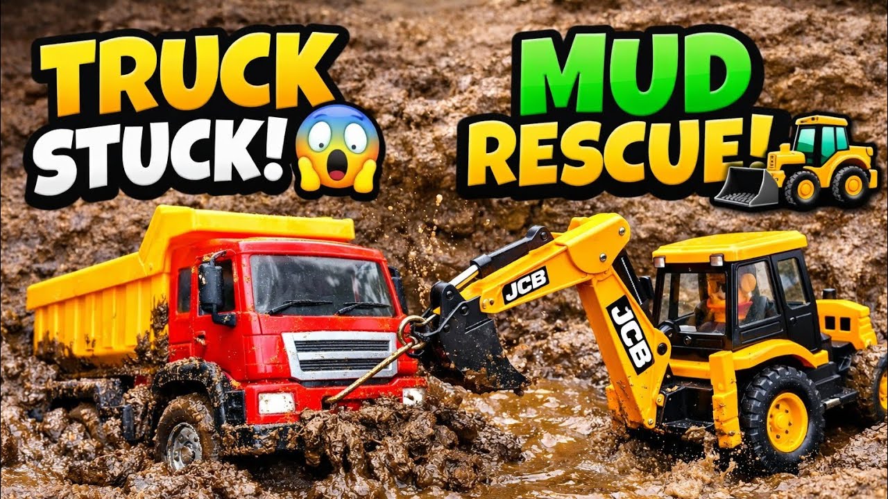 🚛 Toy Truck Accident 😱 | Muddy Road Rescue | Kids Truck Video Jcb cartoon